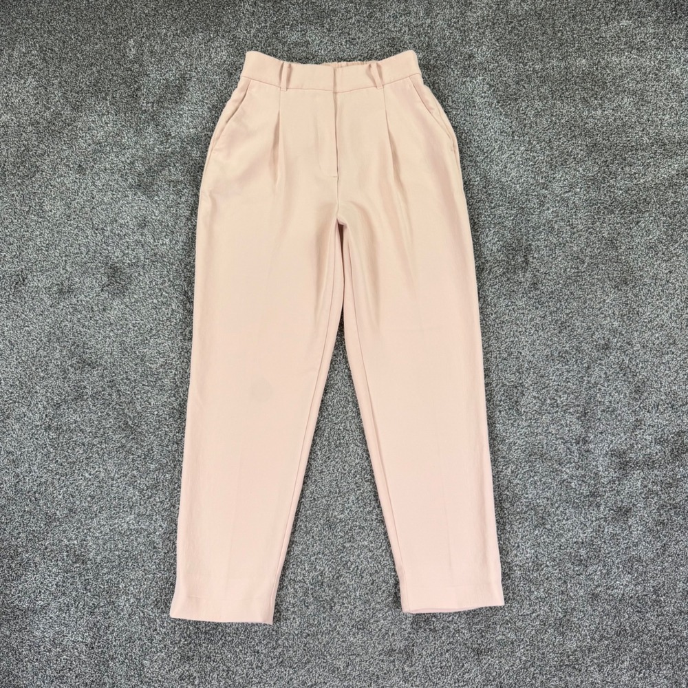 Wilfred Aritzia Light Pink High Waisted Pleated Tapered Trouser Pants Womens 8